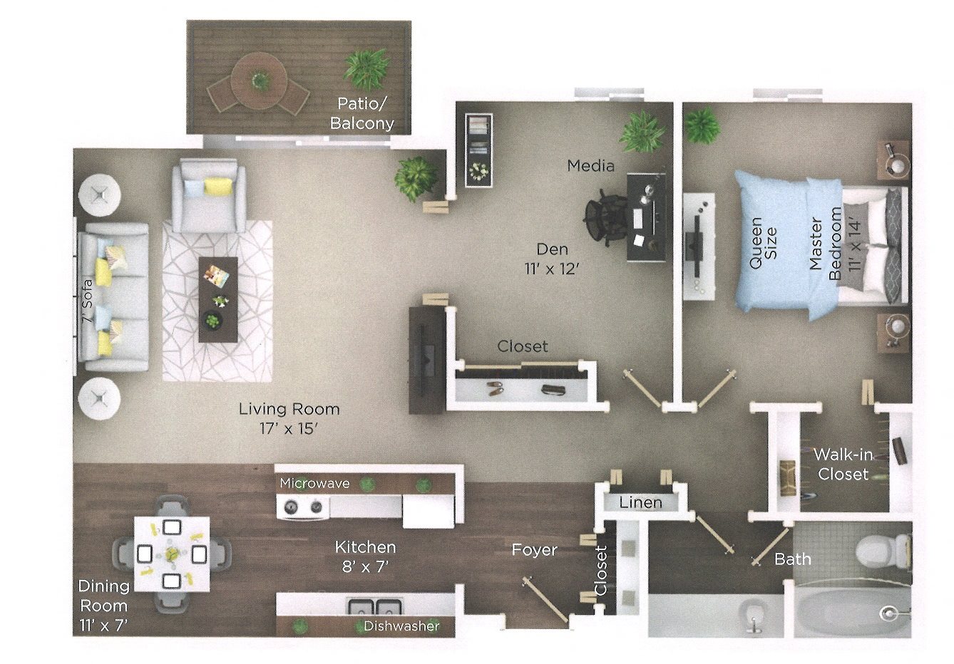 One Bedroom with Den Floor Plan One Bedroom with Den Floor Plan